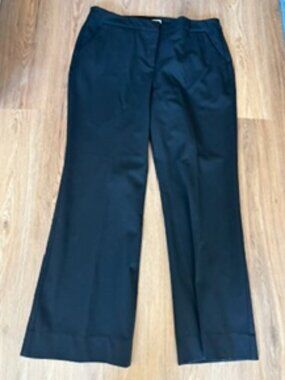 Chicos Black Flat Front Trouser Dress Pants EUC (Chicos 2) Size 12